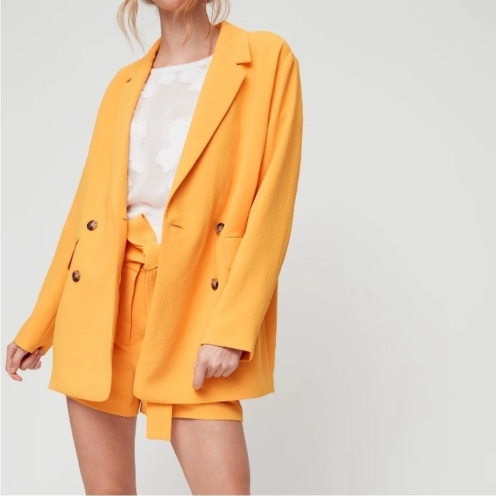 Wilfred Cherrelle Blazer Jacket Yellow Double Breasted Oversized Size Large